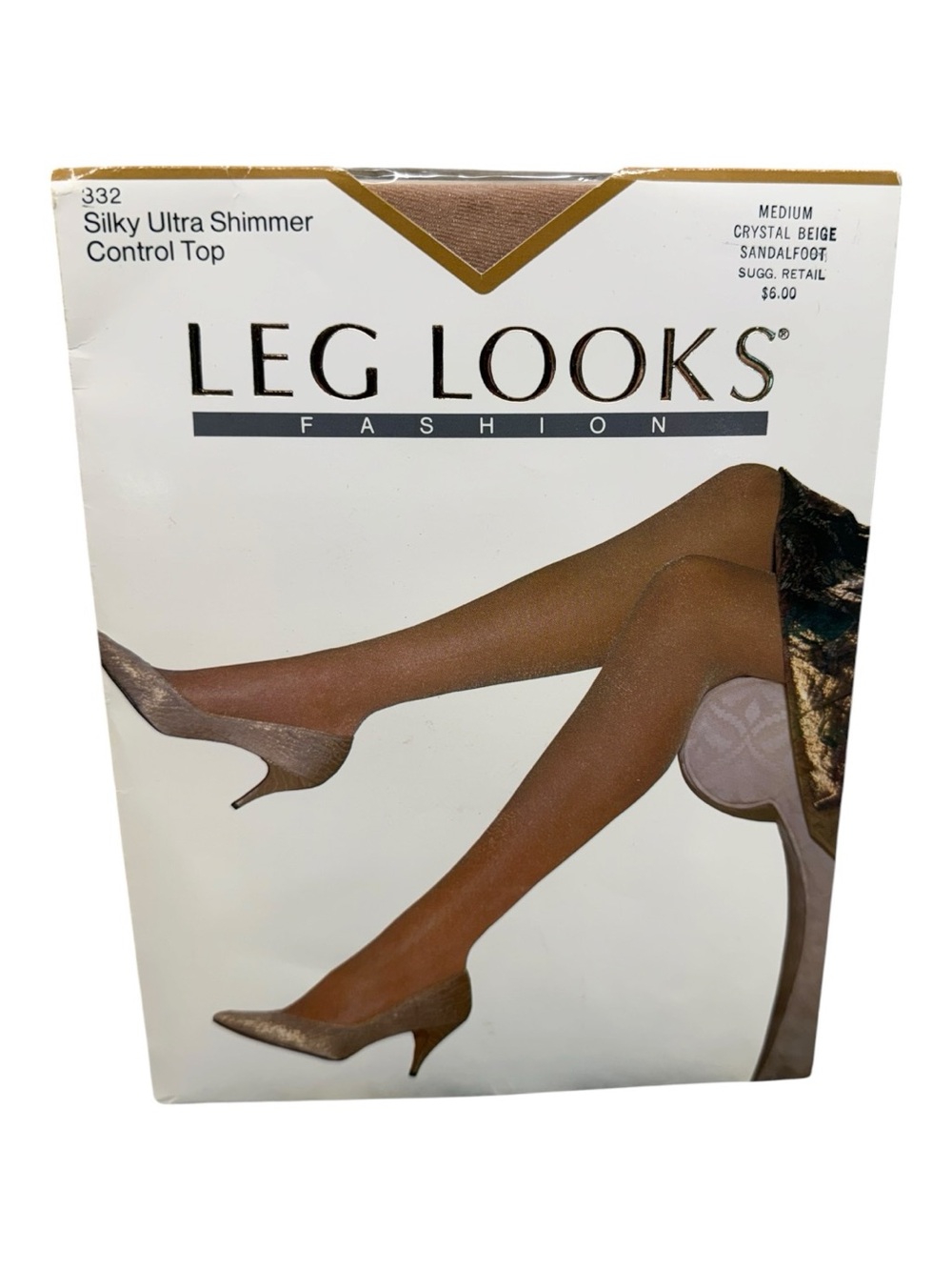 1988 Leg Looks Silky Ultra Shimmer Control Top Pantyhose Medium Crystal Beige